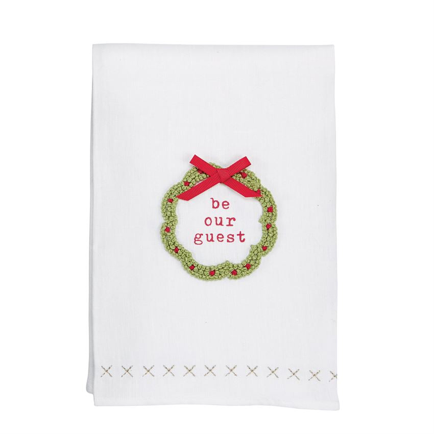 Laurel Wreath French Knot Hand Towel