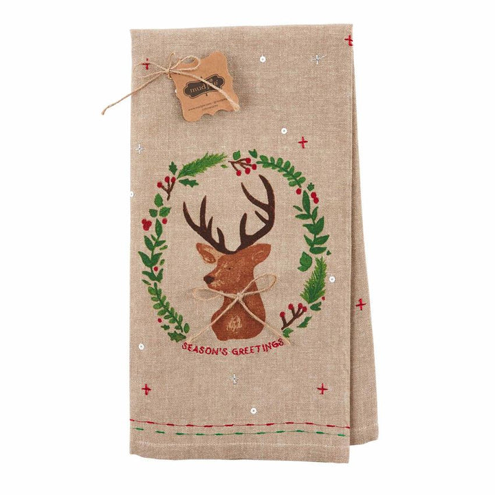 Seasons Embellished Deer Towel