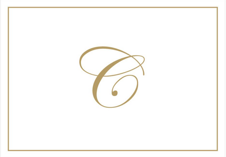 Gold Embossed Initial Boxed Notecards