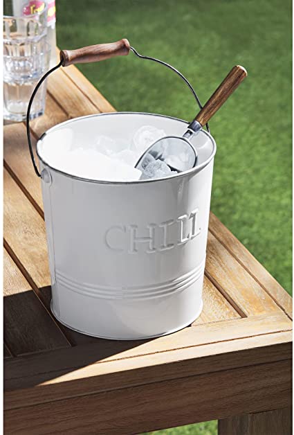 White Enamel Tin Ice Bucket
