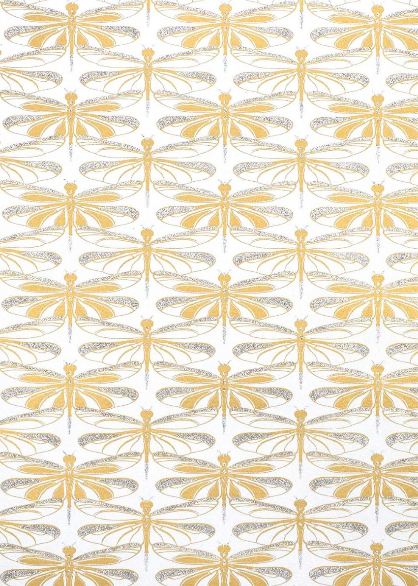 White and Gold Dragonfly Gift Wrap
